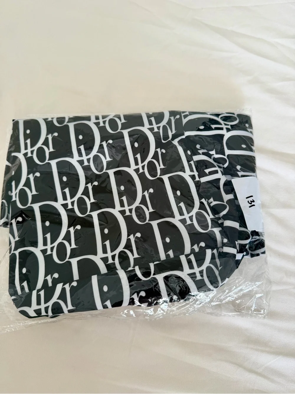 Black & White Logo Print Tote Bag